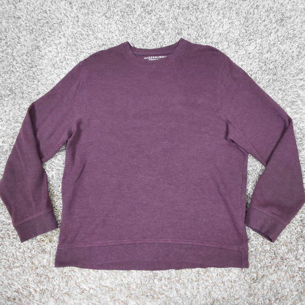 Mizzen + Main Performance Sweatshirt Mens Medium Burgundy Lightweight Crew Neck
